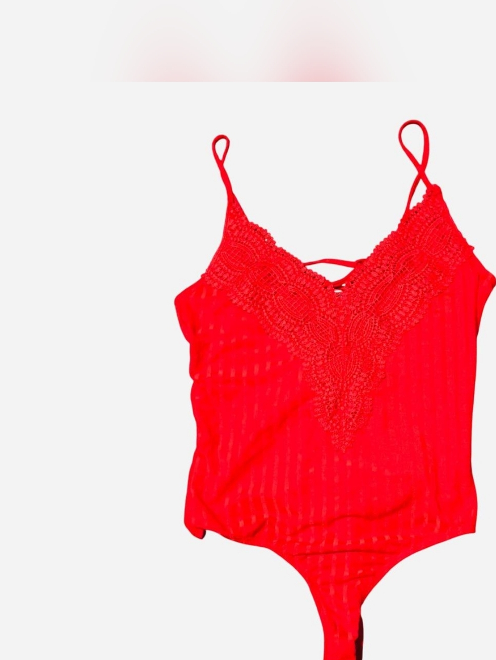 Red Lace Trim Bodysuit
